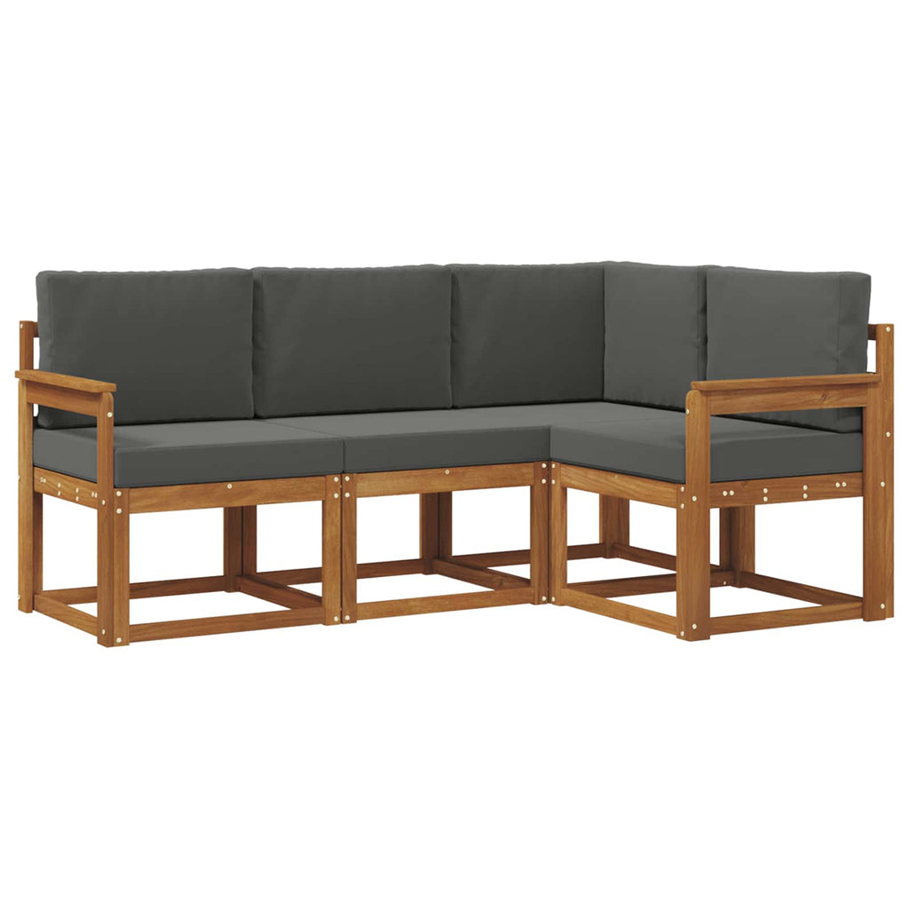 Outdoor-Sofagarnitur mit Kissen 4 pcs Natur und Anthrazit