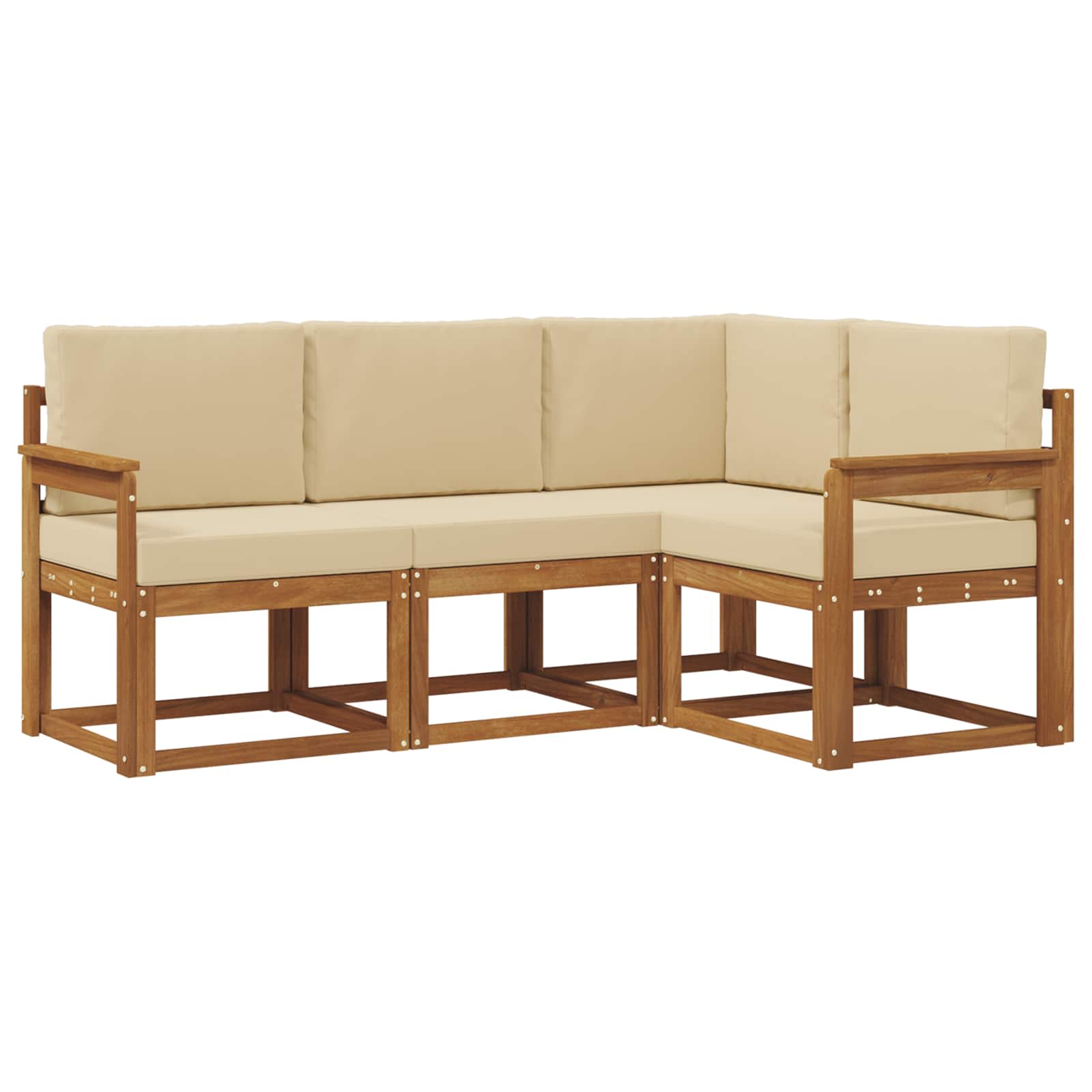 Outdoor-Sofagarnitur mit Kissen 4 pcs Natur und Beige