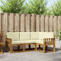Outdoor-Sofagarnitur mit Kissen 4 pcs Natur und Creme