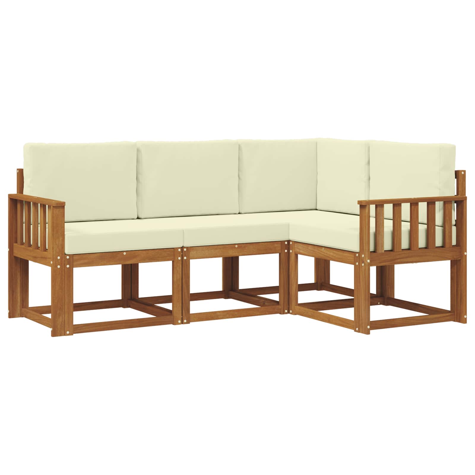Outdoor-Sofagarnitur mit Kissen 4 pcs Natur und Creme