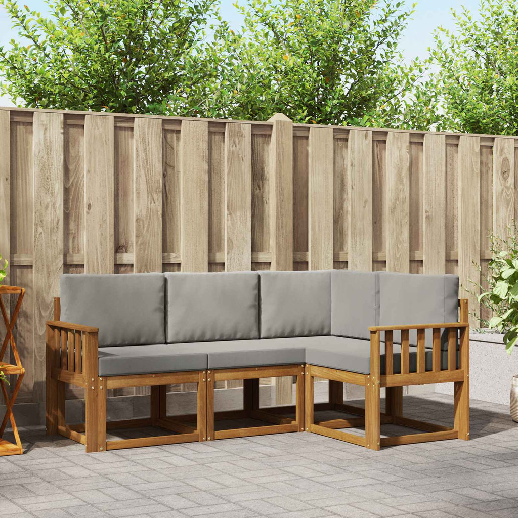 Outdoor-Sofagarnitur mit Kissen 4 pcs Natürlich und Hellgrau