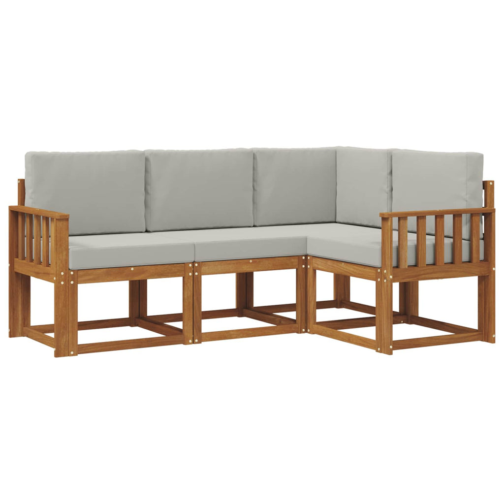 Outdoor-Sofagarnitur mit Kissen 4 pcs Natürlich und Hellgrau