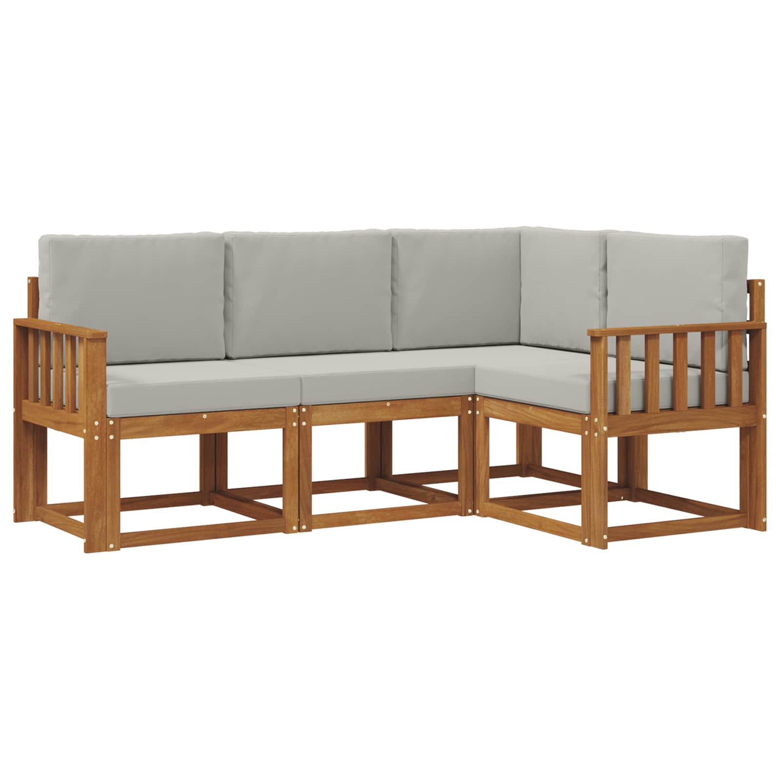Outdoor-Sofagarnitur mit Kissen 4 pcs Natürlich und Hellgrau