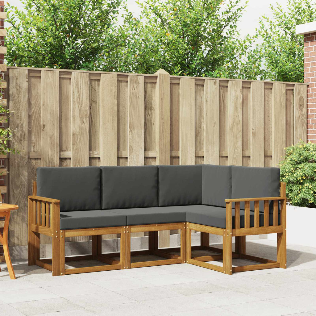 Outdoor-Sofagarnitur mit Kissen 4 pcs Natur und Anthrazit