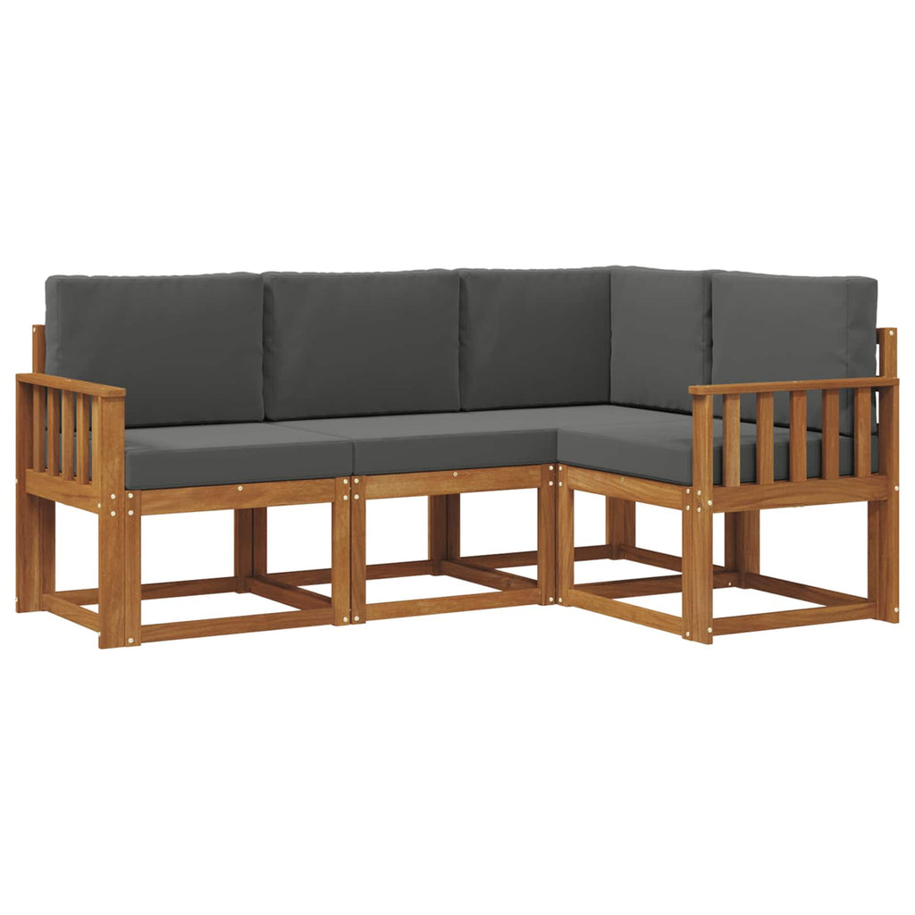 Outdoor-Sofagarnitur mit Kissen 4 pcs Natur und Anthrazit