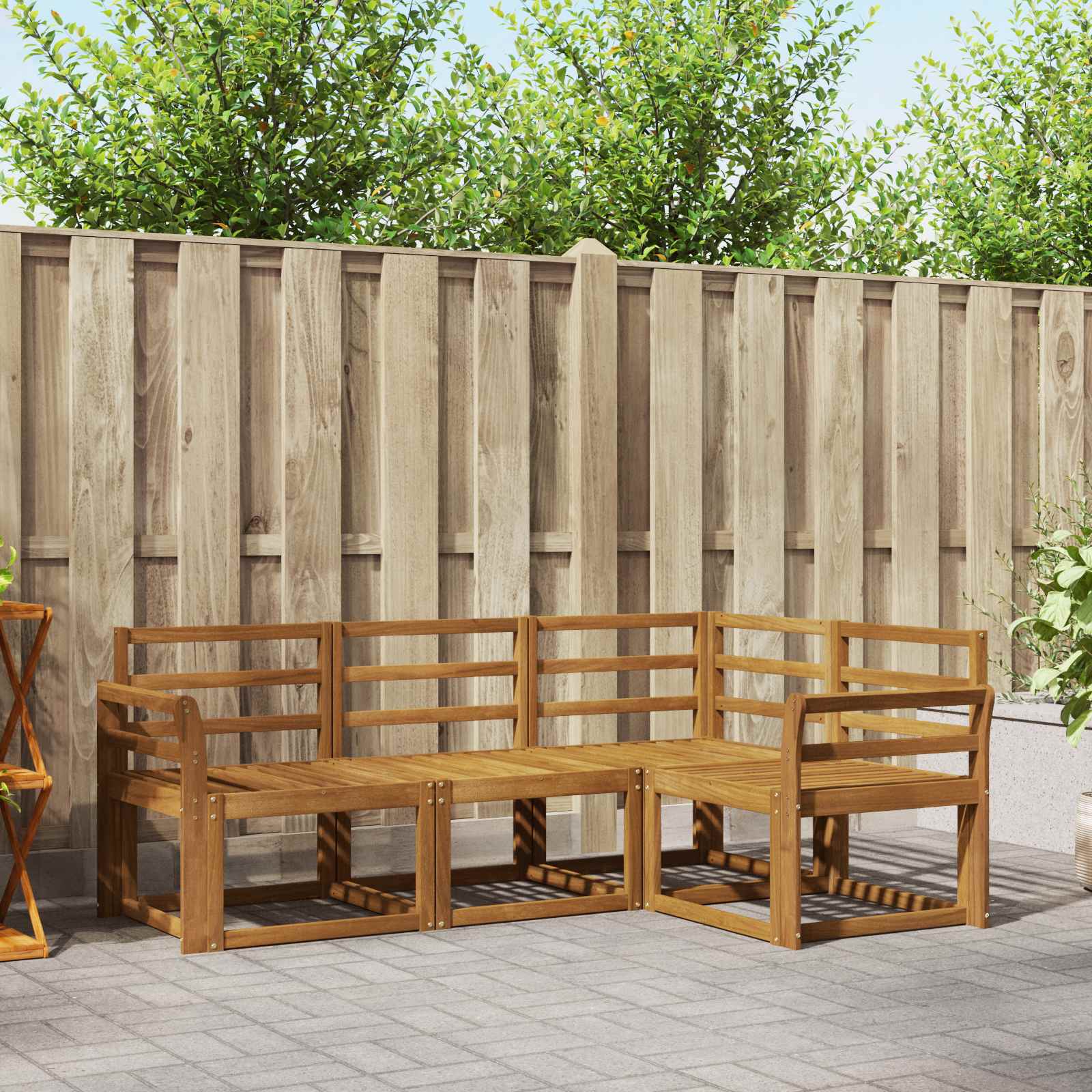 Outdoor-Sofagarnitur 4 pcs Natur Massivholz Akazie