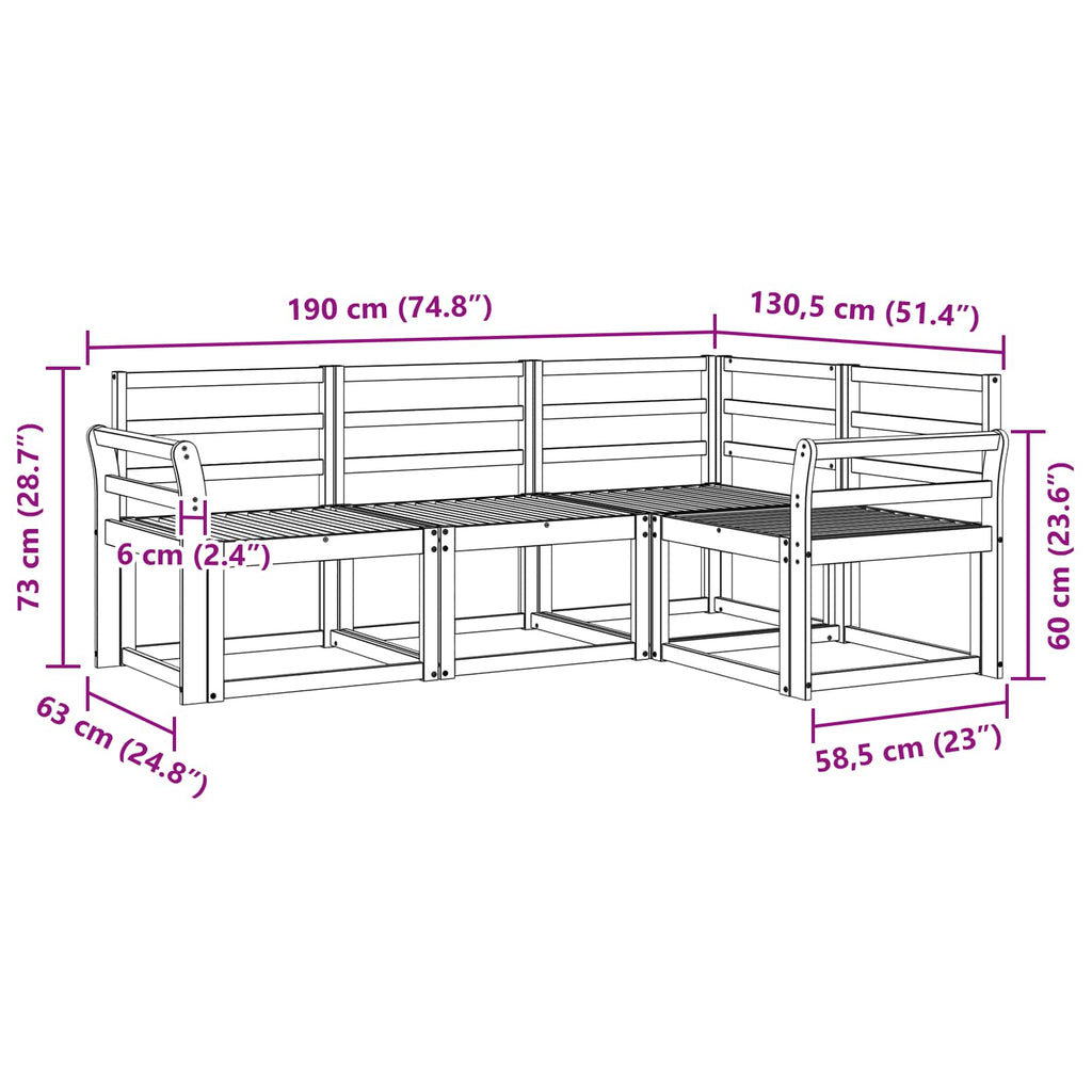 Outdoor-Sofagarnitur 4 pcs Natur Massivholz Akazie