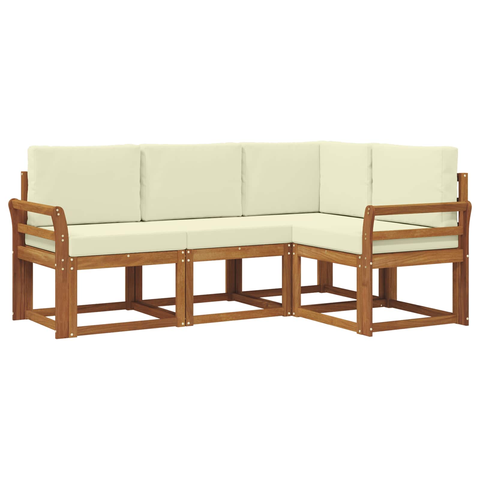 Outdoor-Sofagarnitur mit Kissen 4 pcs Natur und Creme