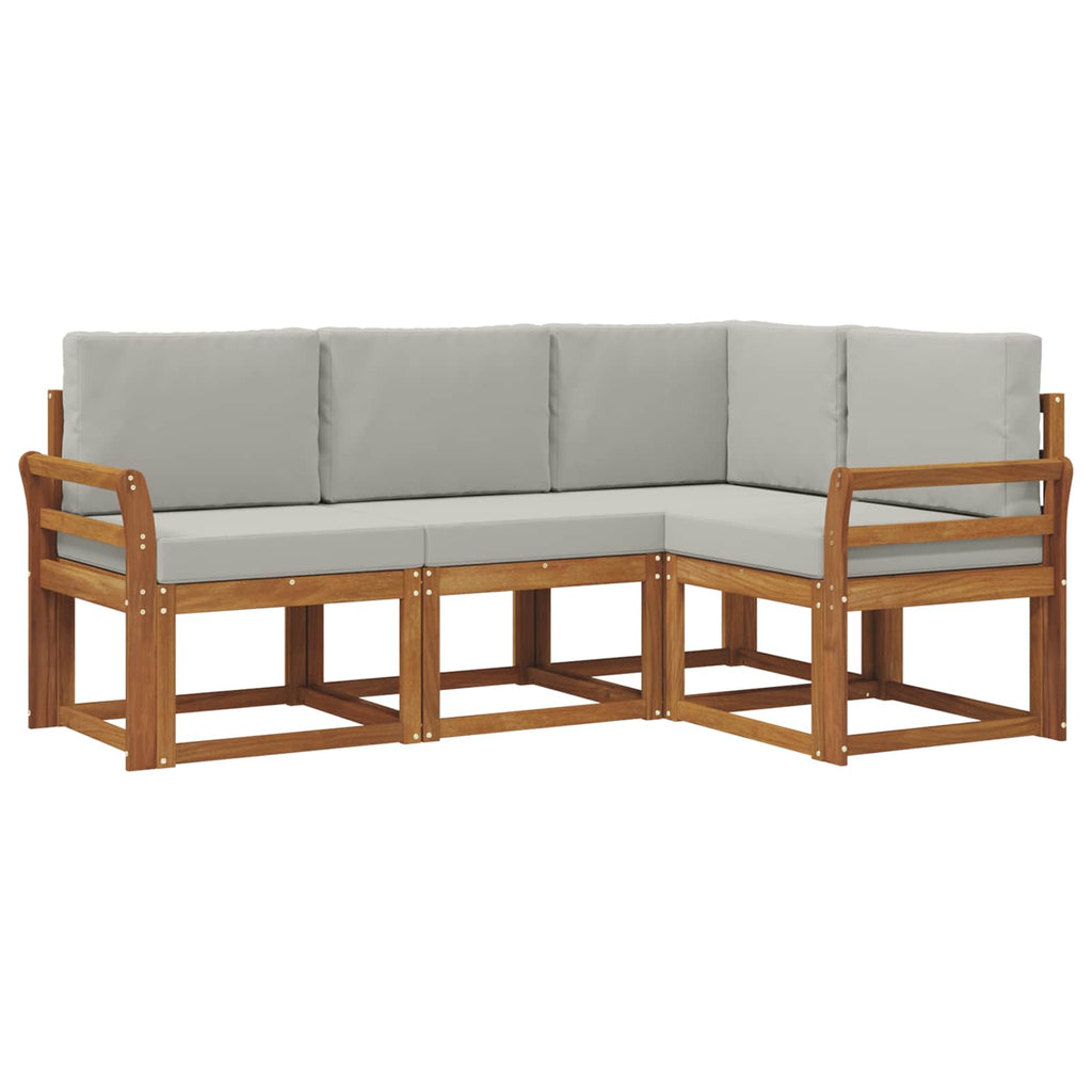 Outdoor-Sofagarnitur mit Kissen 4 pcs Natürlich und Hellgrau