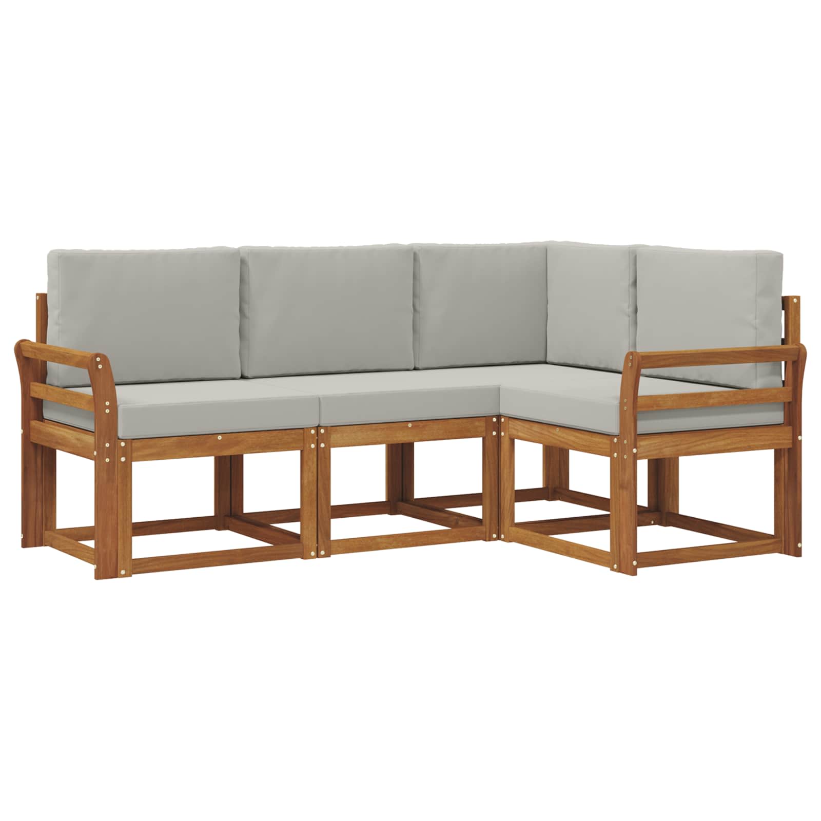 Outdoor-Sofagarnitur mit Kissen 4 pcs Natürlich und Hellgrau