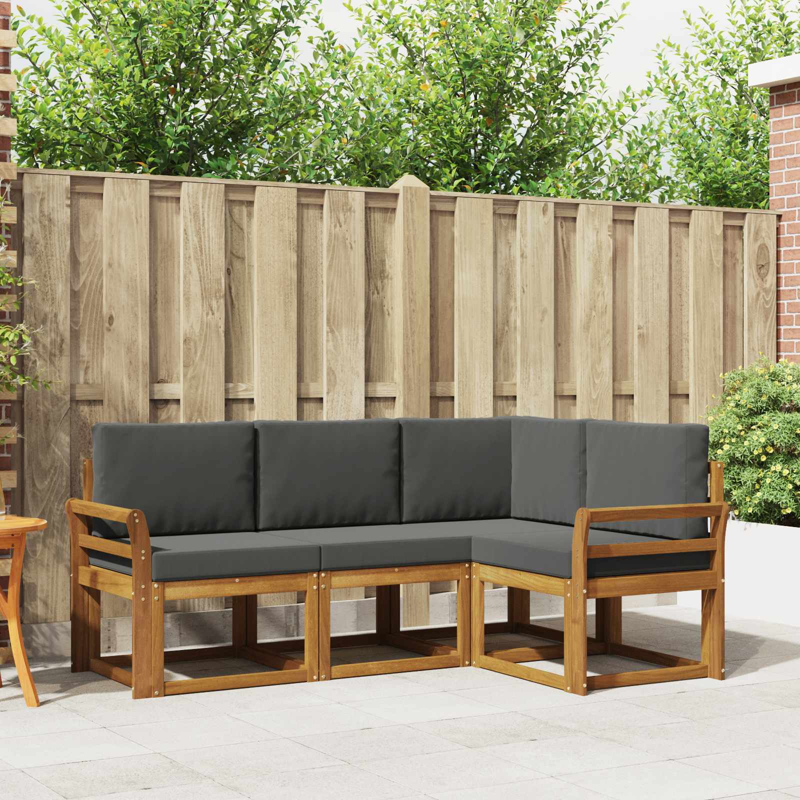 Outdoor-Sofagarnitur mit Kissen 4 pcs Natur und Anthrazit