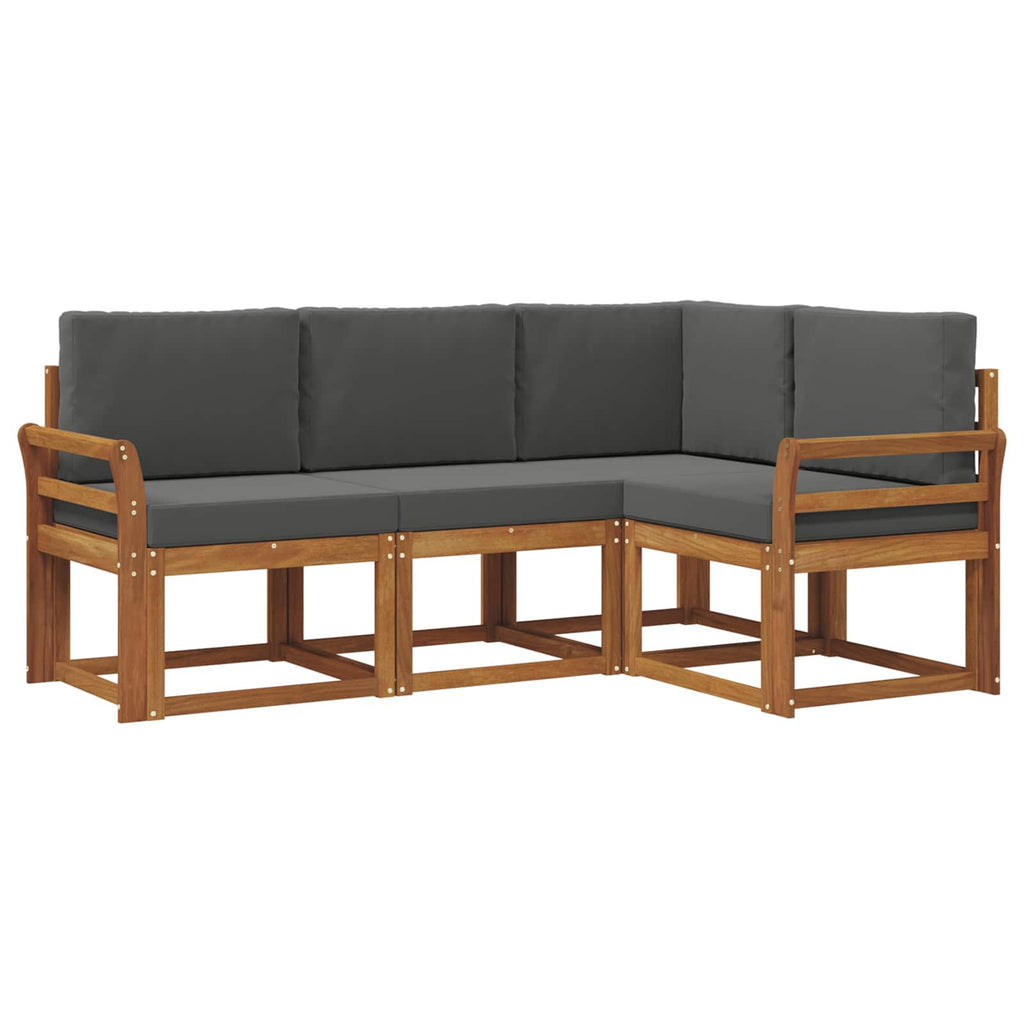 Outdoor-Sofagarnitur mit Kissen 4 pcs Natur und Anthrazit