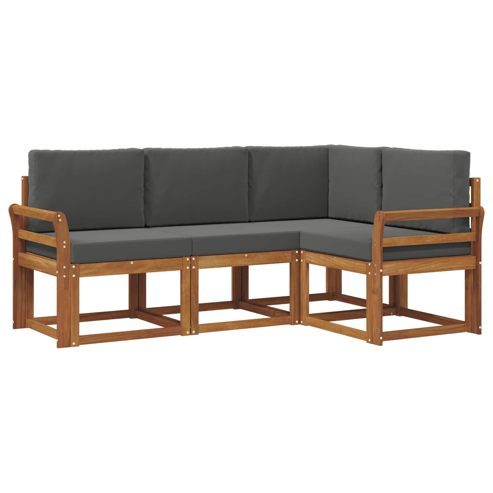 Outdoor-Sofagarnitur mit Kissen 4 pcs Natur und Anthrazit