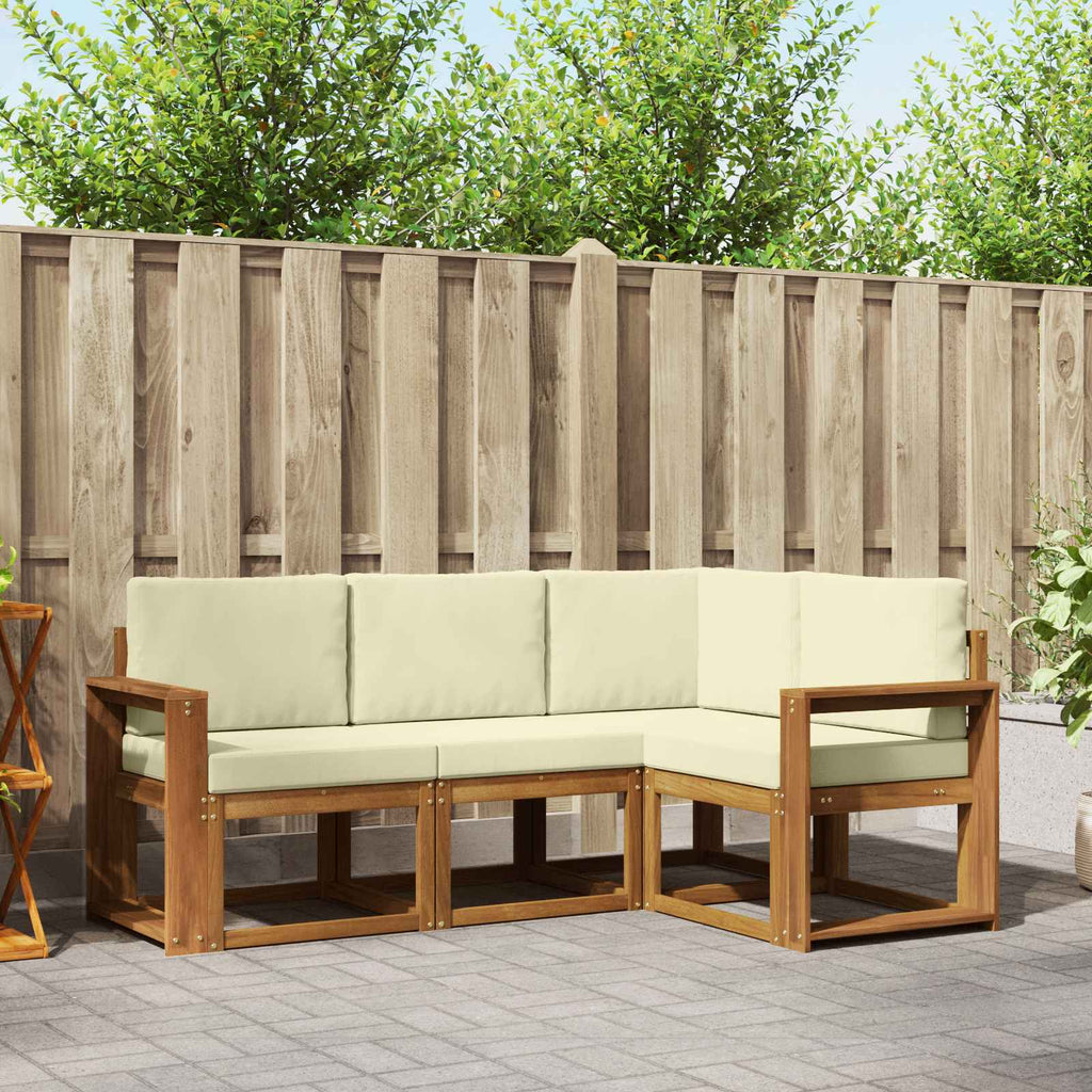 Outdoor-Sofagarnitur mit Kissen 4 pcs Natur und Creme
