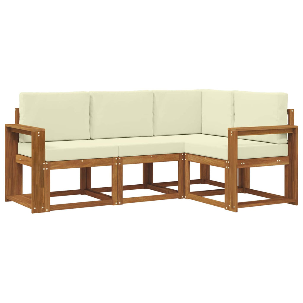 Outdoor-Sofagarnitur mit Kissen 4 pcs Natur und Creme