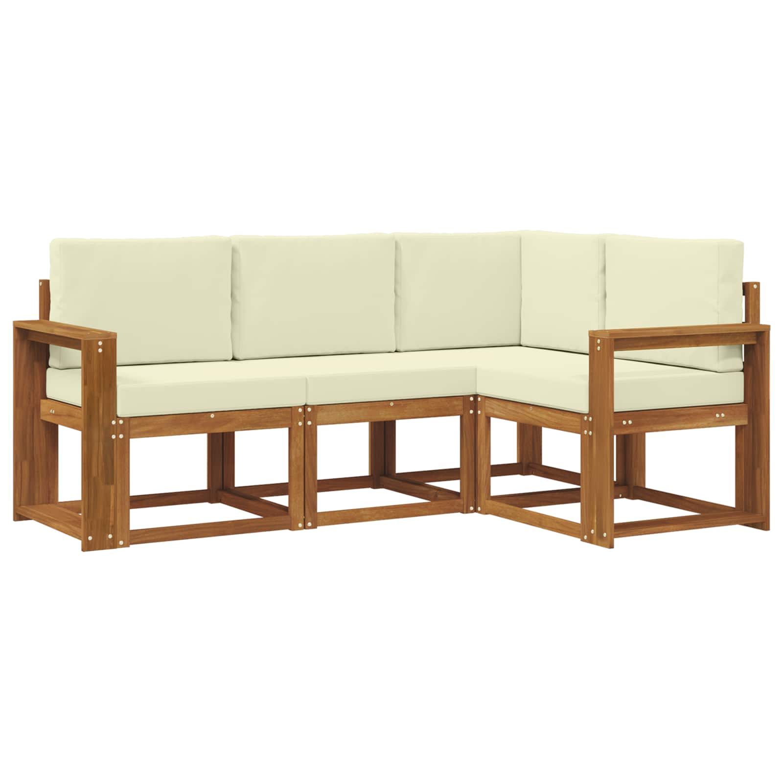 Outdoor-Sofagarnitur mit Kissen 4 pcs Natur und Creme