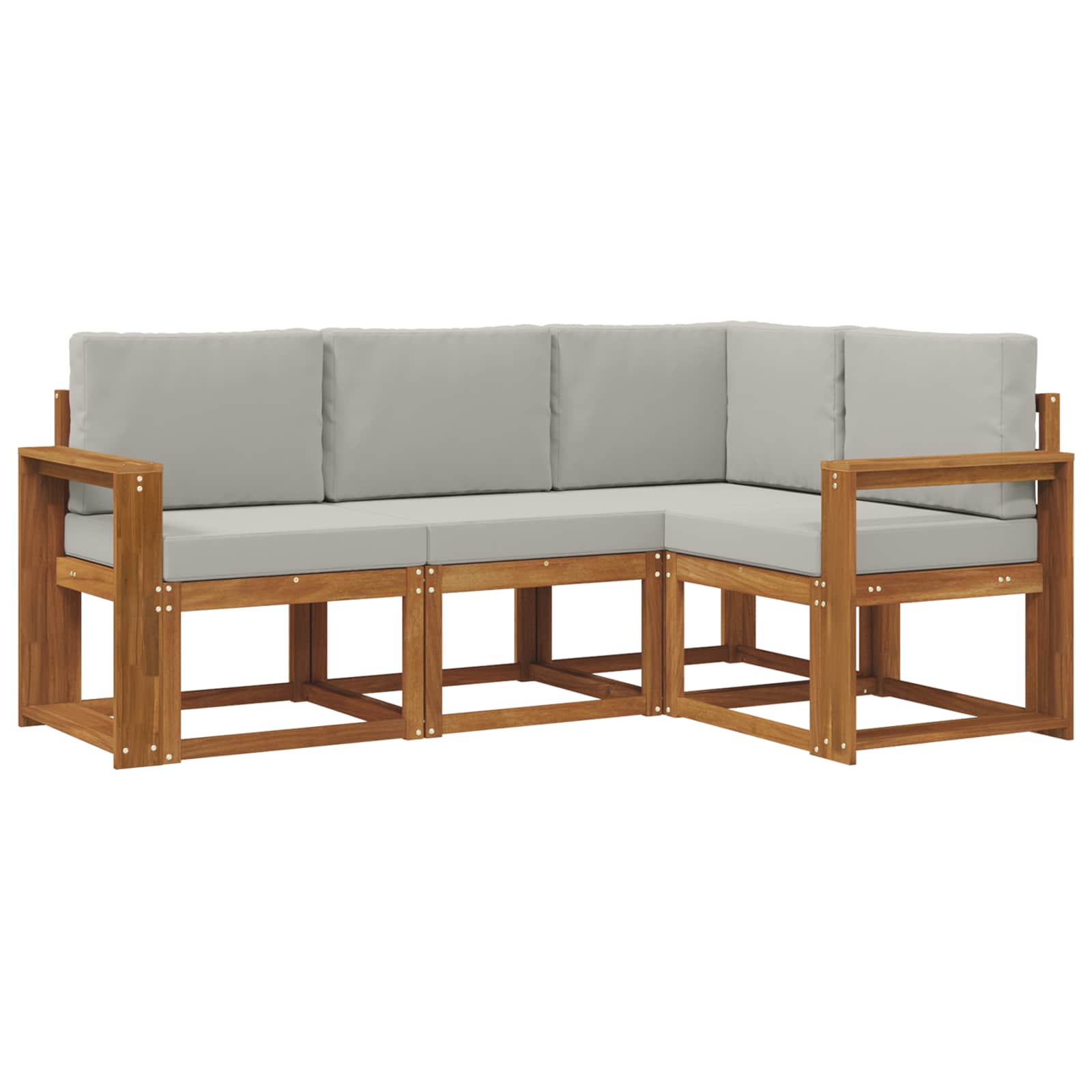 Outdoor-Sofagarnitur mit Kissen 4 pcs Natürlich und Hellgrau