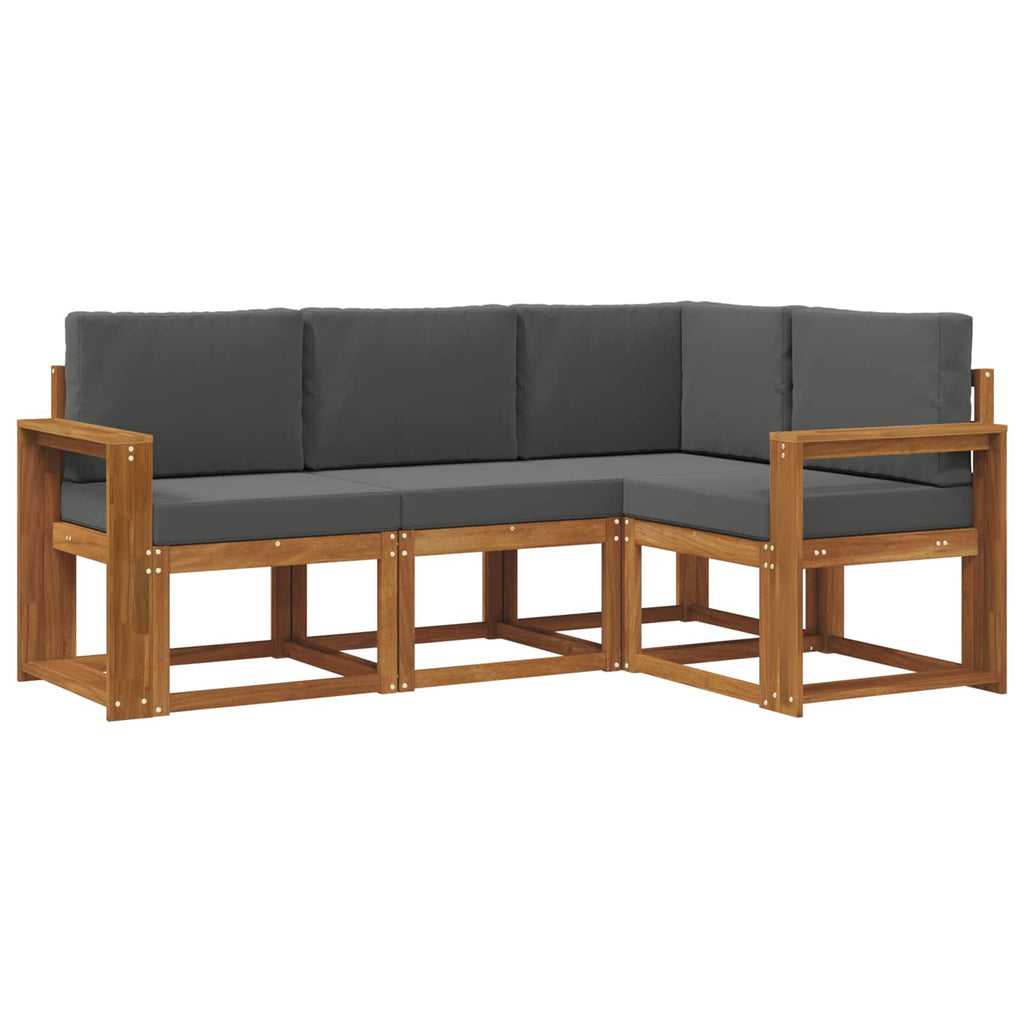 Outdoor-Sofagarnitur mit Kissen 4 pcs Natur und Anthrazit