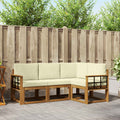 Outdoor-Sofagarnitur mit Kissen 4 pcs Natur und Creme