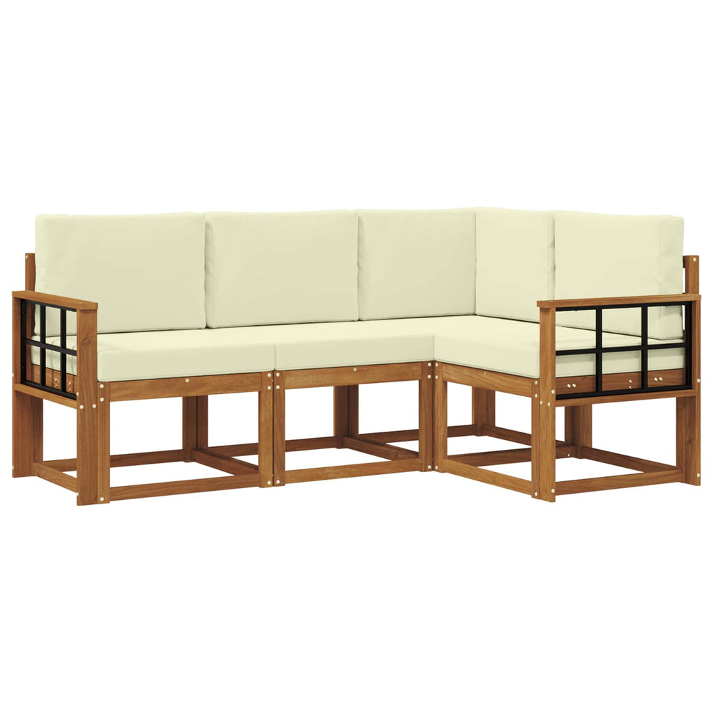 Outdoor-Sofagarnitur mit Kissen 4 pcs Natur und Creme