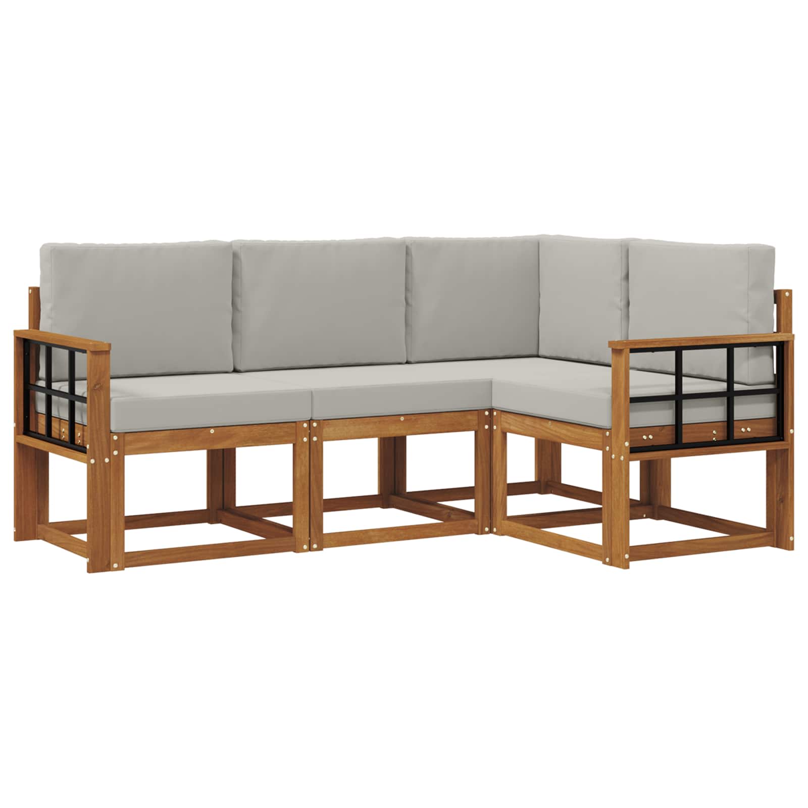 Outdoor-Sofagarnitur mit Kissen 4 pcs Natürlich und Hellgrau