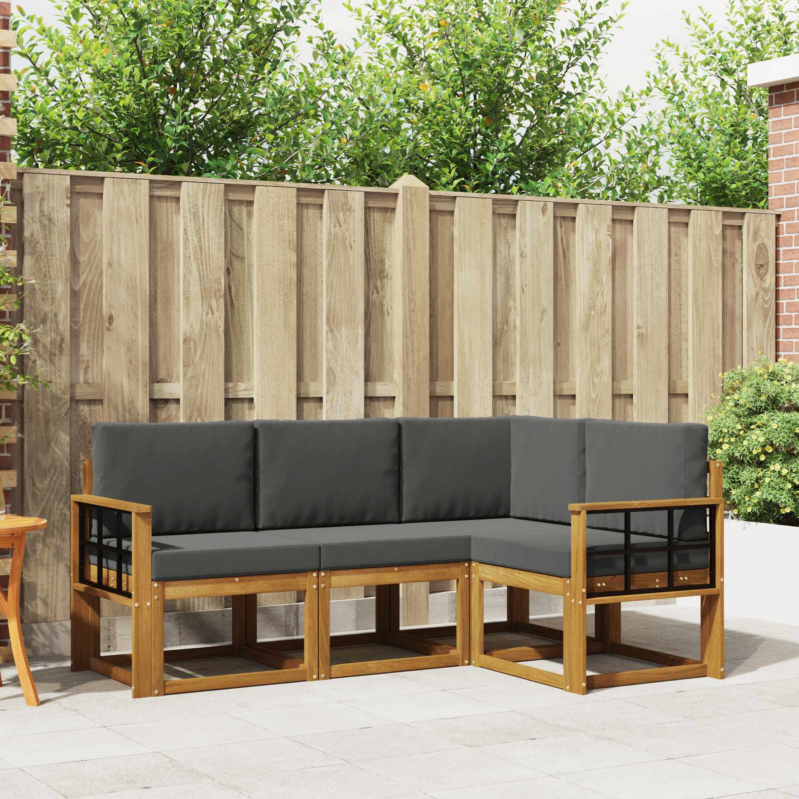 Outdoor-Sofagarnitur mit Kissen 4 pcs Natur und Anthrazit