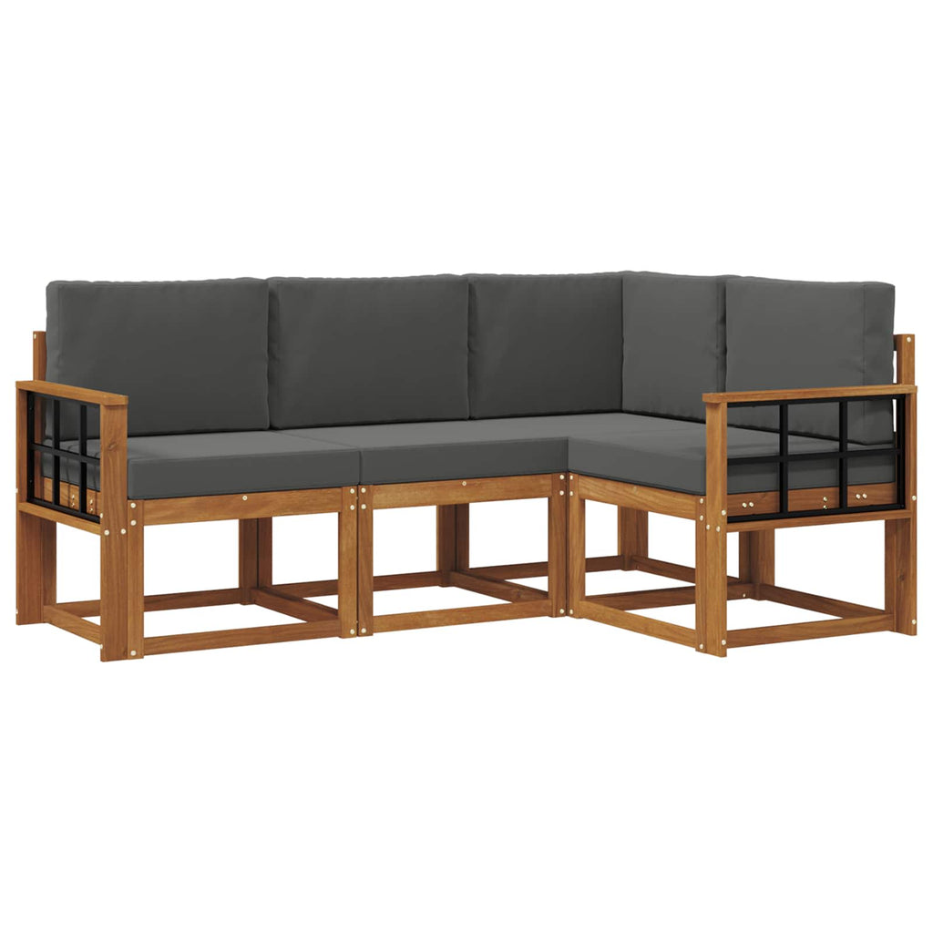 Outdoor-Sofagarnitur mit Kissen 4 pcs Natur und Anthrazit