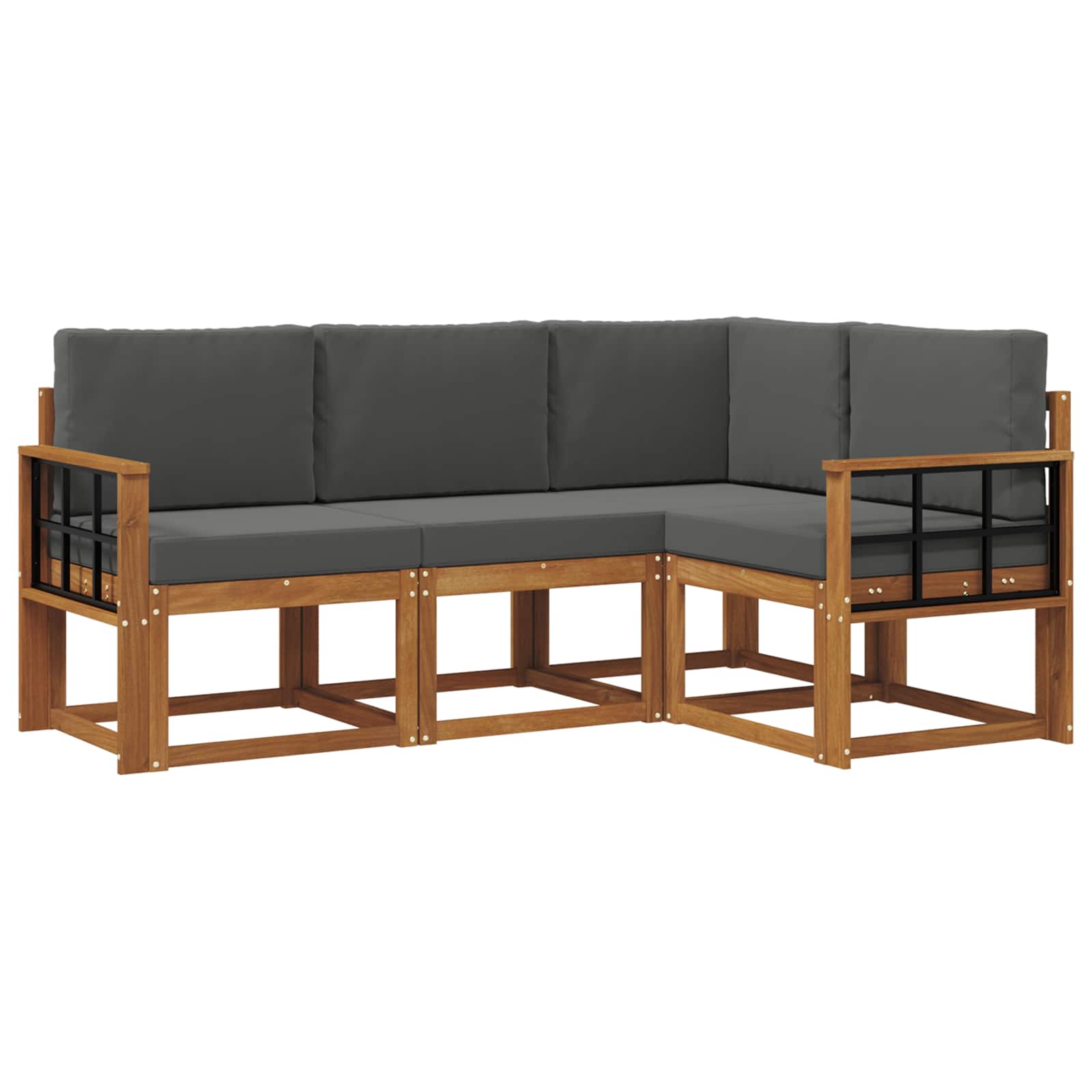 Outdoor-Sofagarnitur mit Kissen 4 pcs Natur und Anthrazit