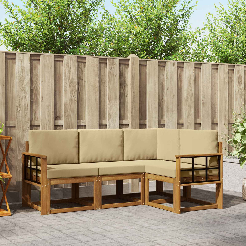 Outdoor-Sofagarnitur mit Kissen 4 pcs Natur und Beige