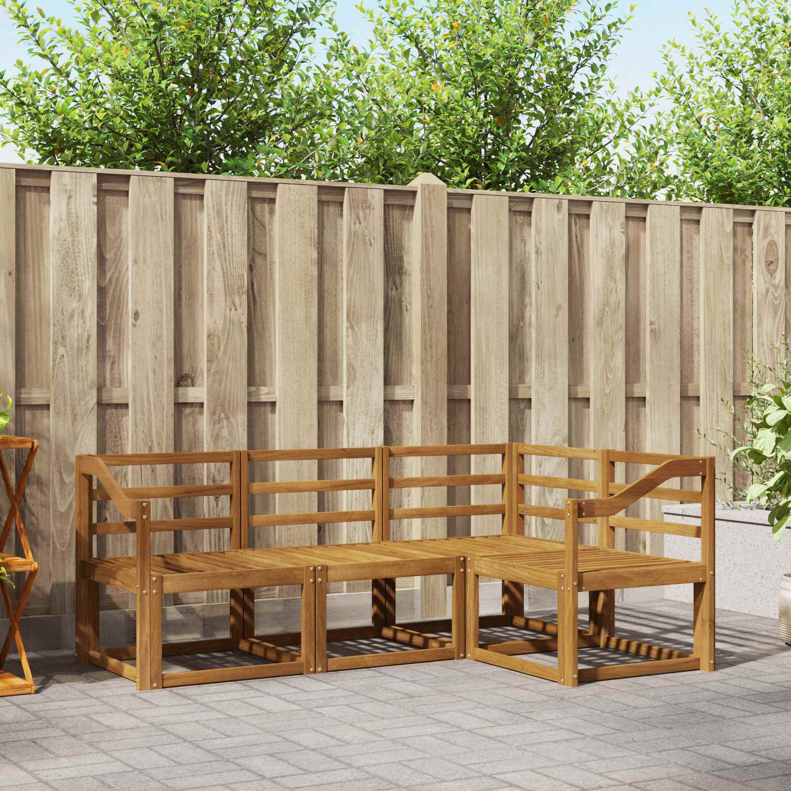 Outdoor-Sofagarnitur 4 pcs Natur Massivholz Akazie