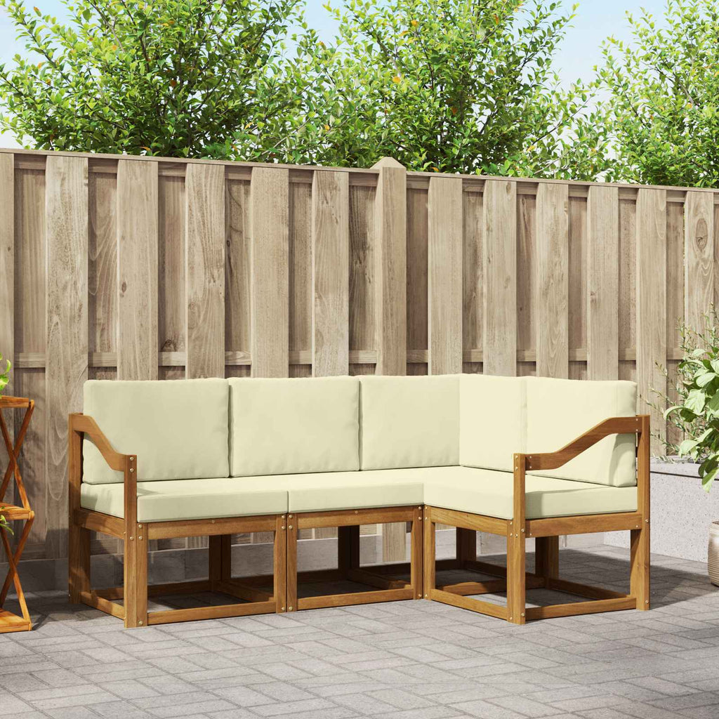 Outdoor-Sofagarnitur mit Kissen 4 pcs Natur und Creme