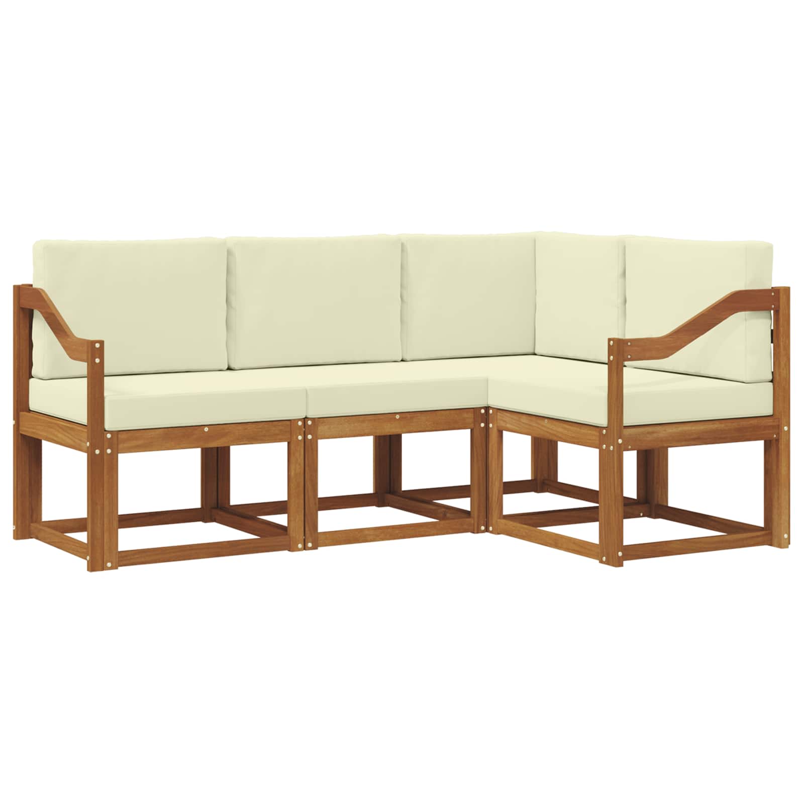 Outdoor-Sofagarnitur mit Kissen 4 pcs Natur und Creme