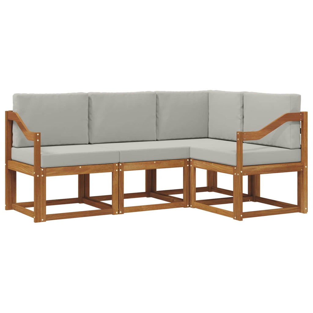 Outdoor-Sofagarnitur mit Kissen 4 pcs Natürlich und Hellgrau
