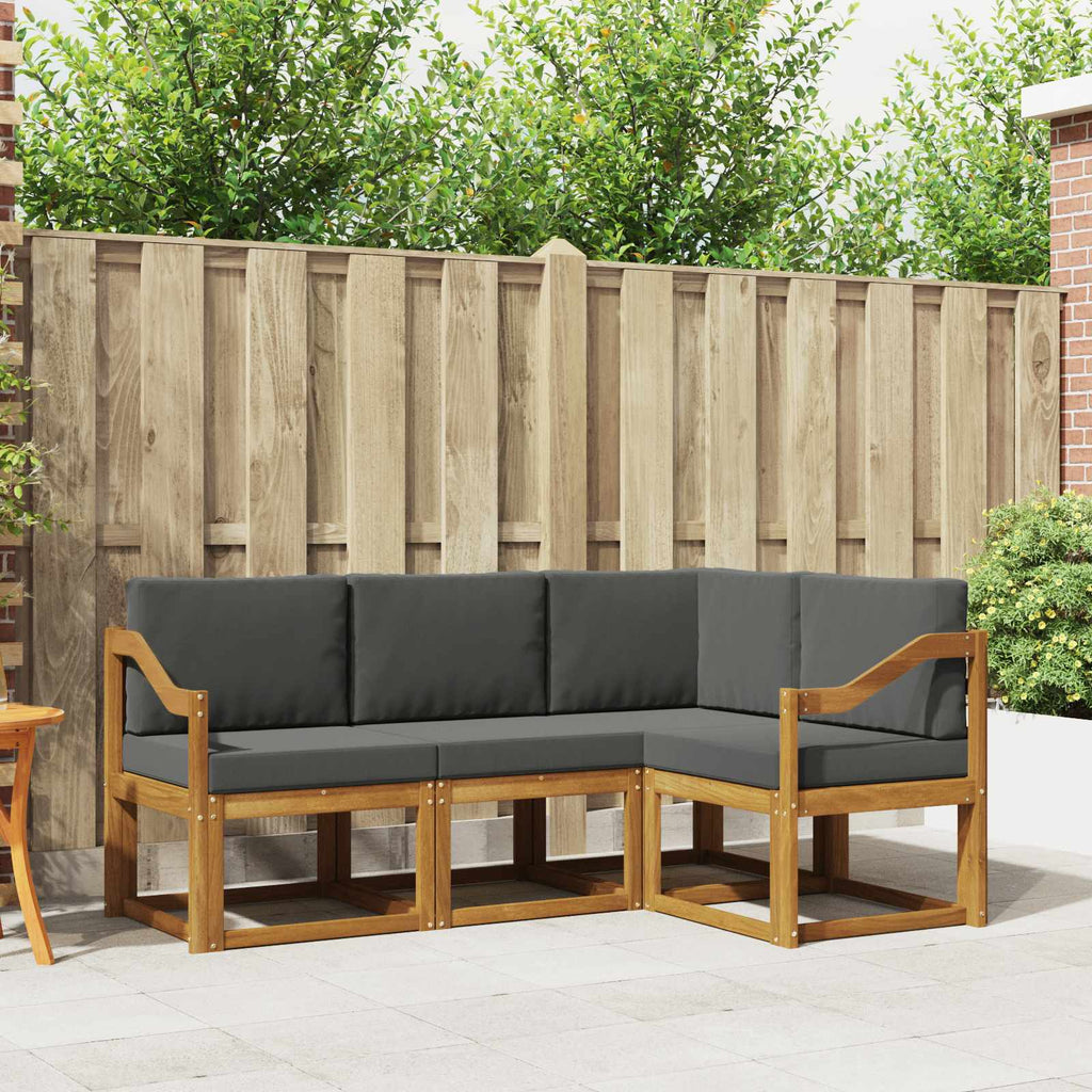 Outdoor-Sofagarnitur mit Kissen 4 pcs Natur und Anthrazit