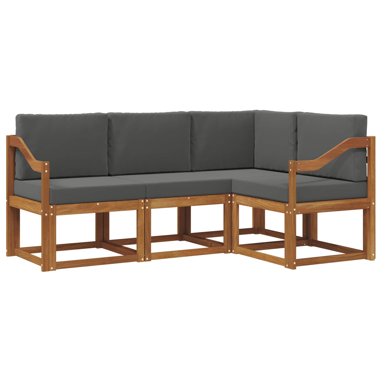 Outdoor-Sofagarnitur mit Kissen 4 pcs Natur und Anthrazit