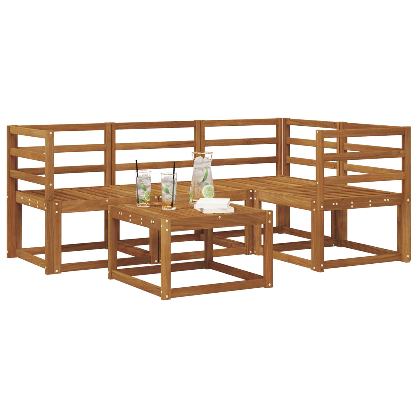 Outdoor-Sofagarnitur 5 pcs Natur Massivholz Akazie