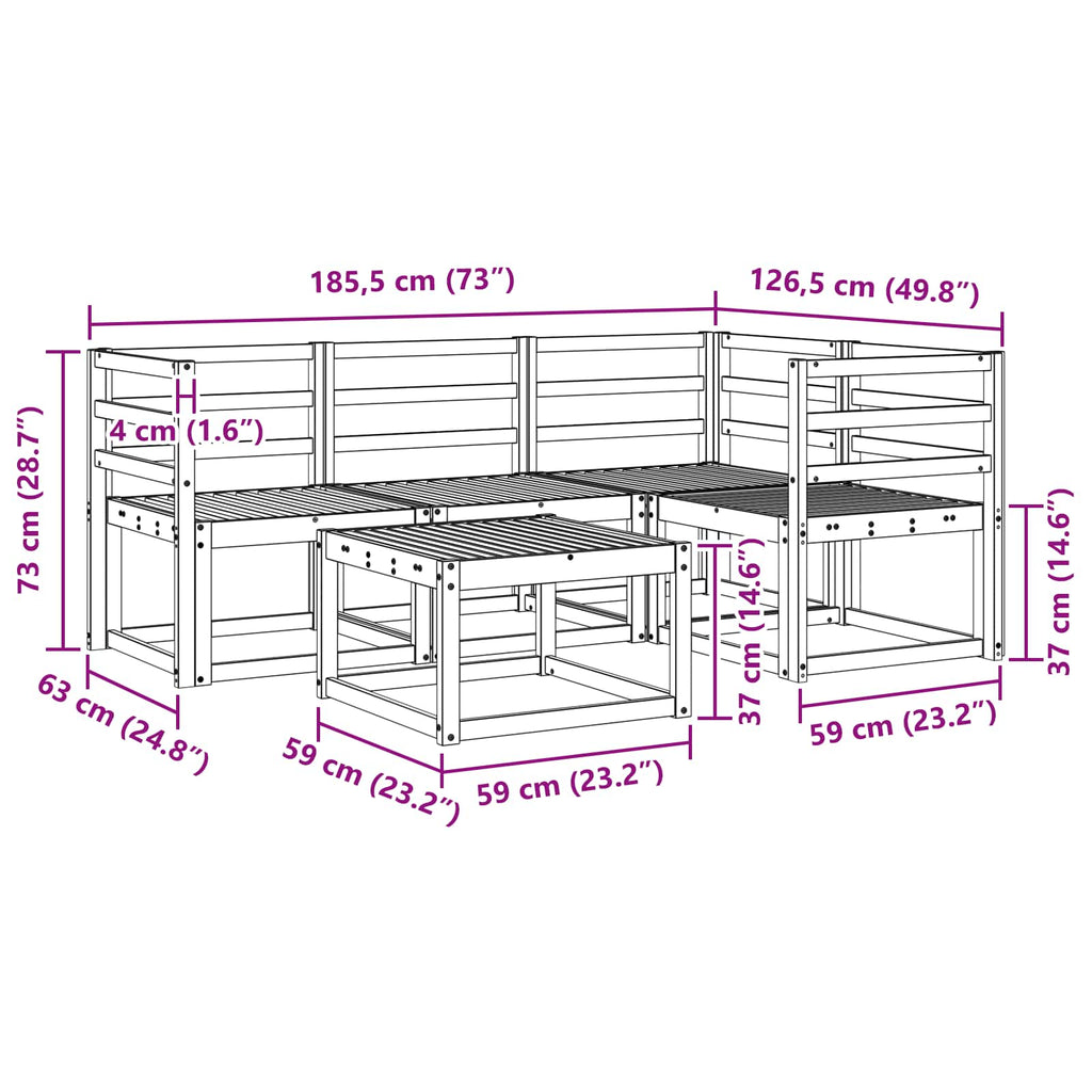 Outdoor-Sofagarnitur 5 pcs Natur Massivholz Akazie
