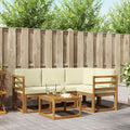 Outdoor-Sofagarnitur mit Kissen 5 pcs Natur und Creme