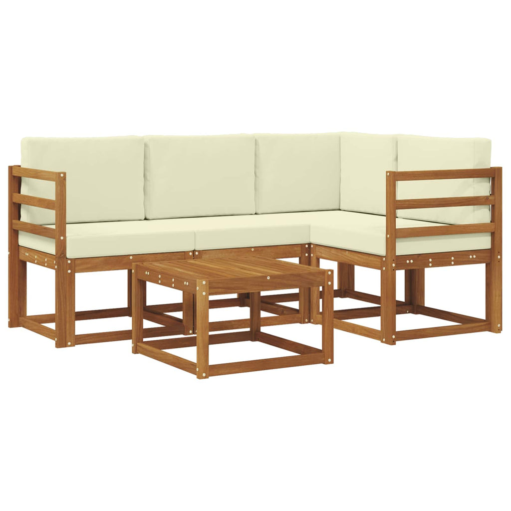 Outdoor-Sofagarnitur mit Kissen 5 pcs Natur und Creme