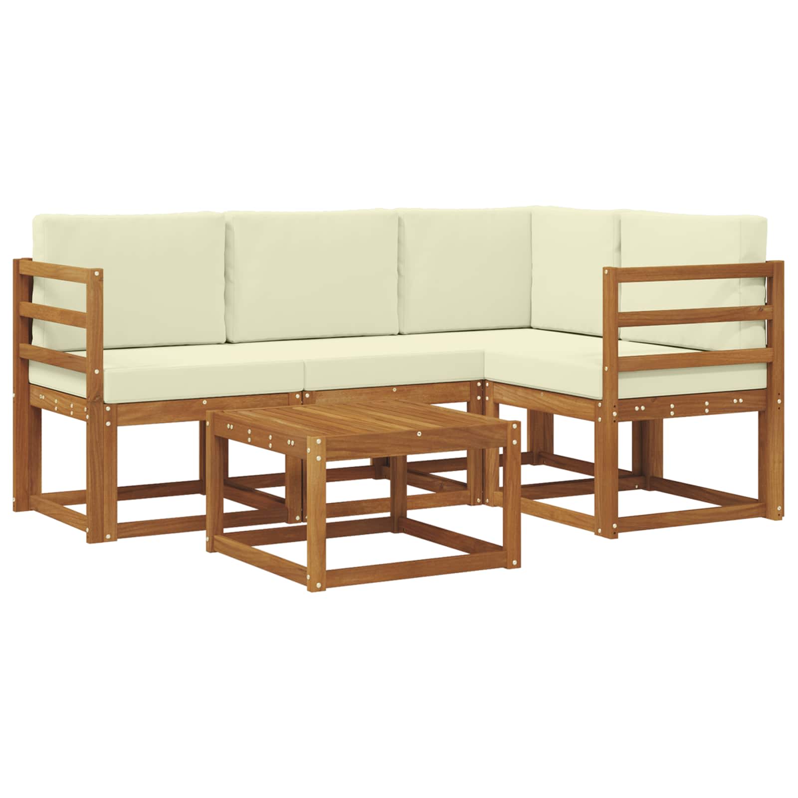 Outdoor-Sofagarnitur mit Kissen 5 pcs Natur und Creme
