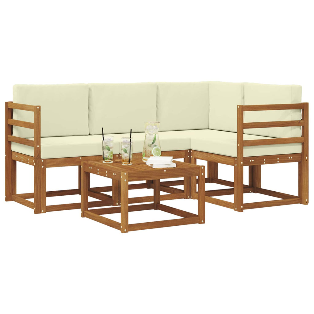 Outdoor-Sofagarnitur mit Kissen 5 pcs Natur und Creme