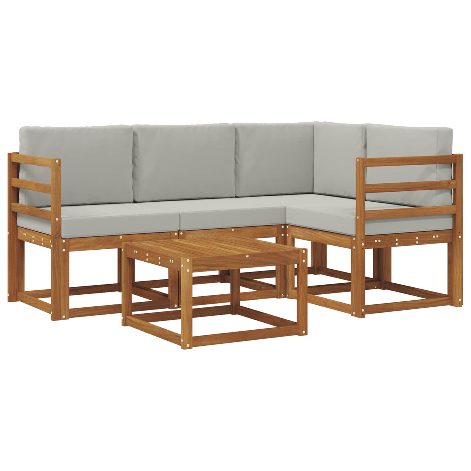 Outdoor-Sofagarnitur mit Kissen 5 pcs Natürlich und Hellgrau
