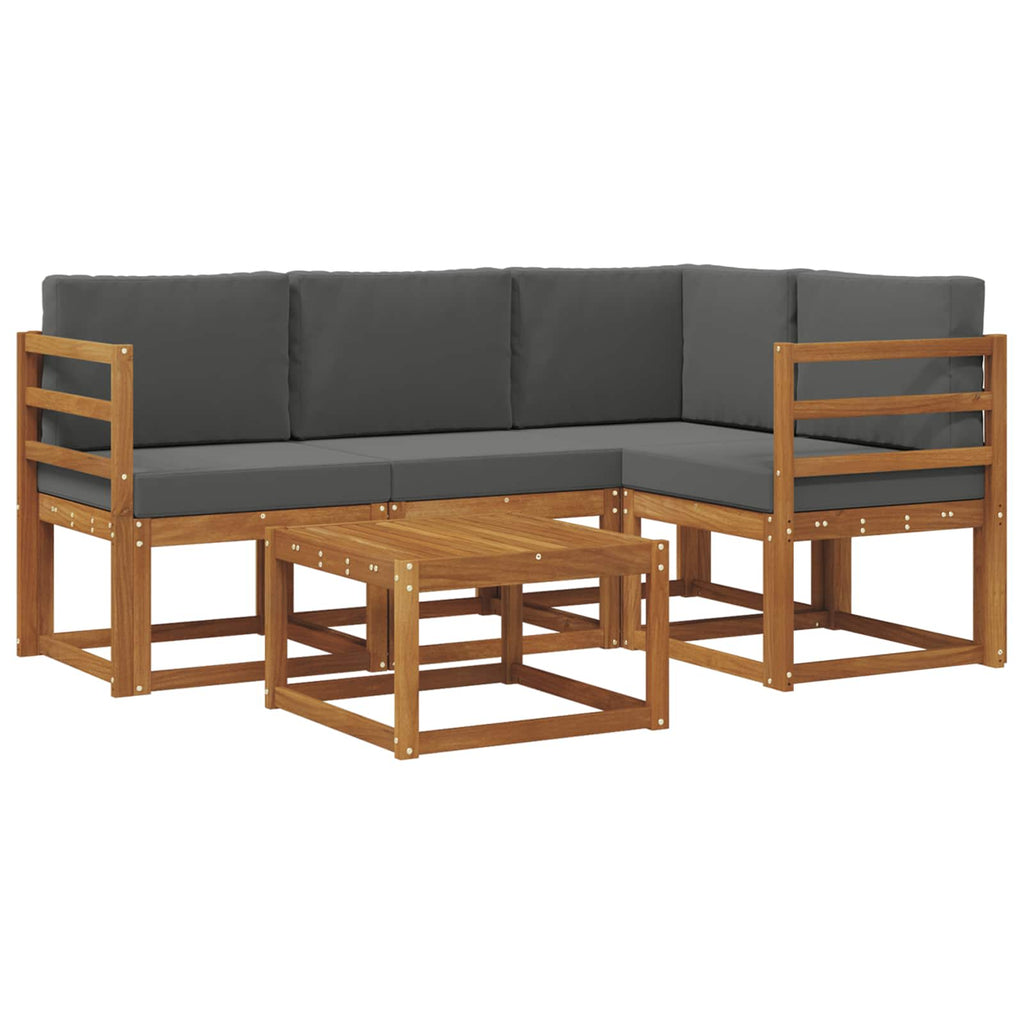 Outdoor-Sofagarnitur mit Kissen 5 pcs Natur und Anthrazit