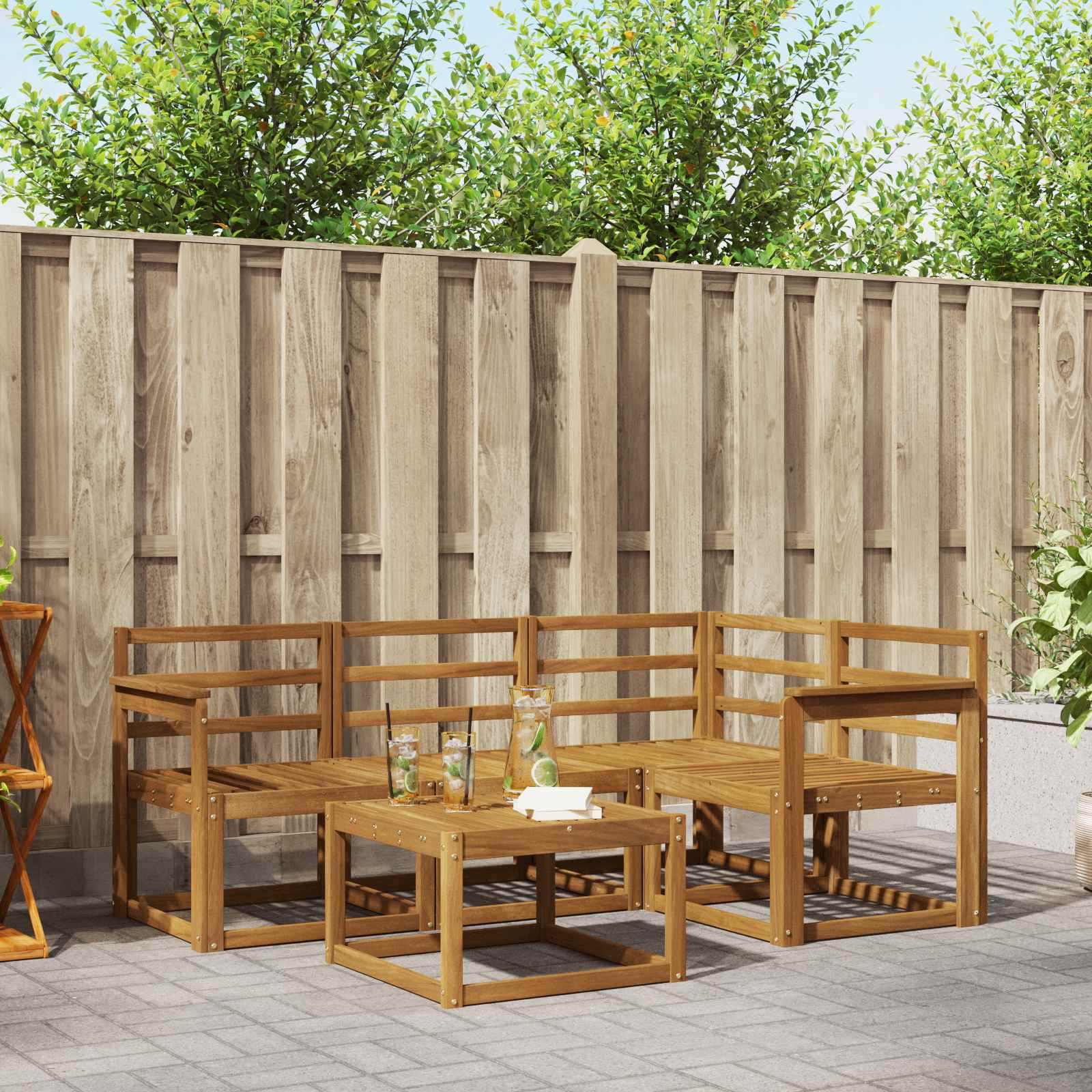 Outdoor-Sofagarnitur 5 pcs Natur Massivholz Akazie
