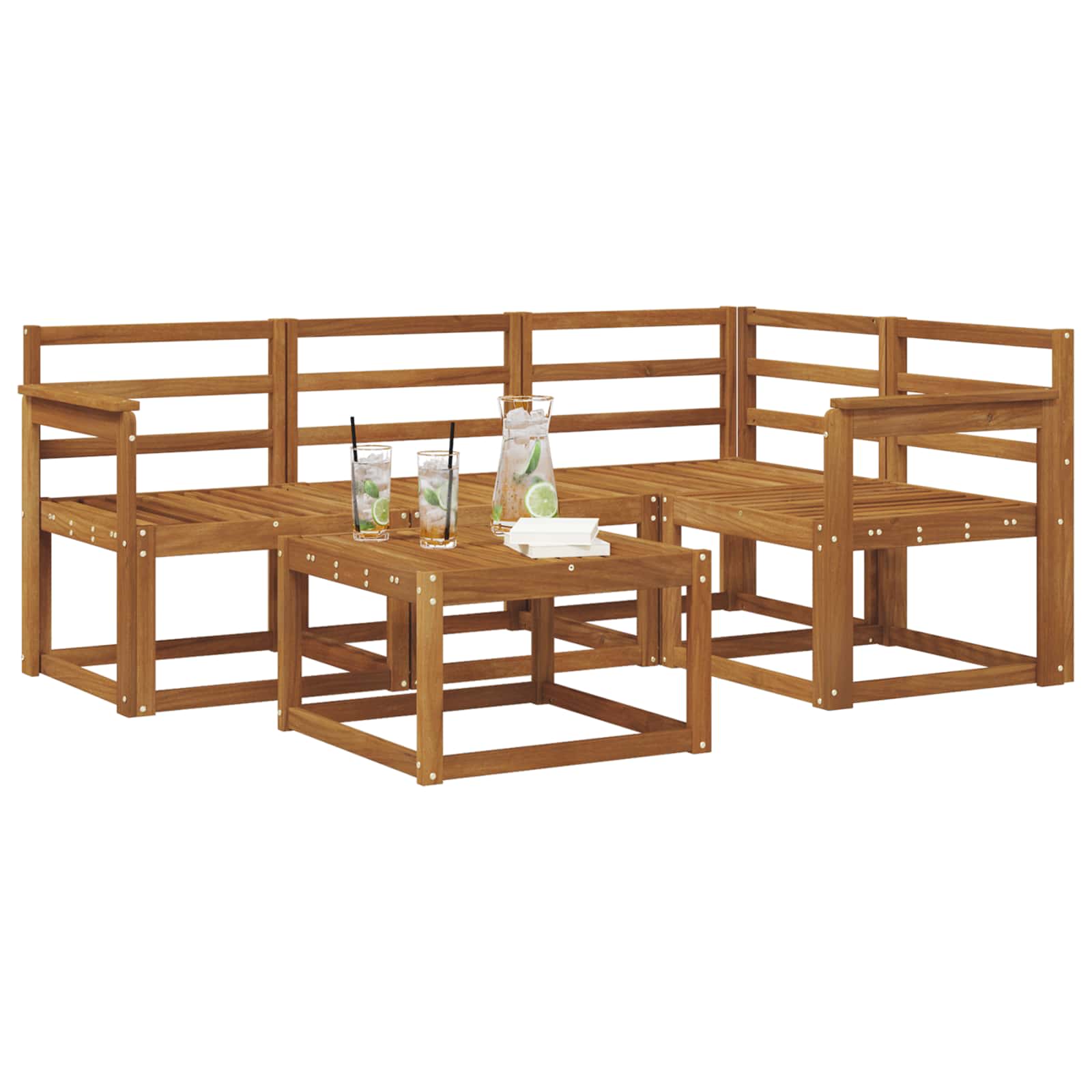 Outdoor-Sofagarnitur 5 pcs Natur Massivholz Akazie