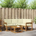 Outdoor-Sofagarnitur mit Kissen 5 pcs Natur und Creme