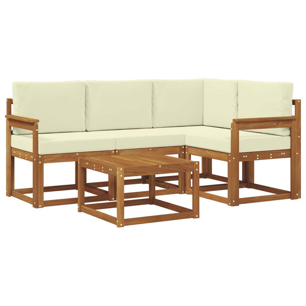 Outdoor-Sofagarnitur mit Kissen 5 pcs Natur und Creme