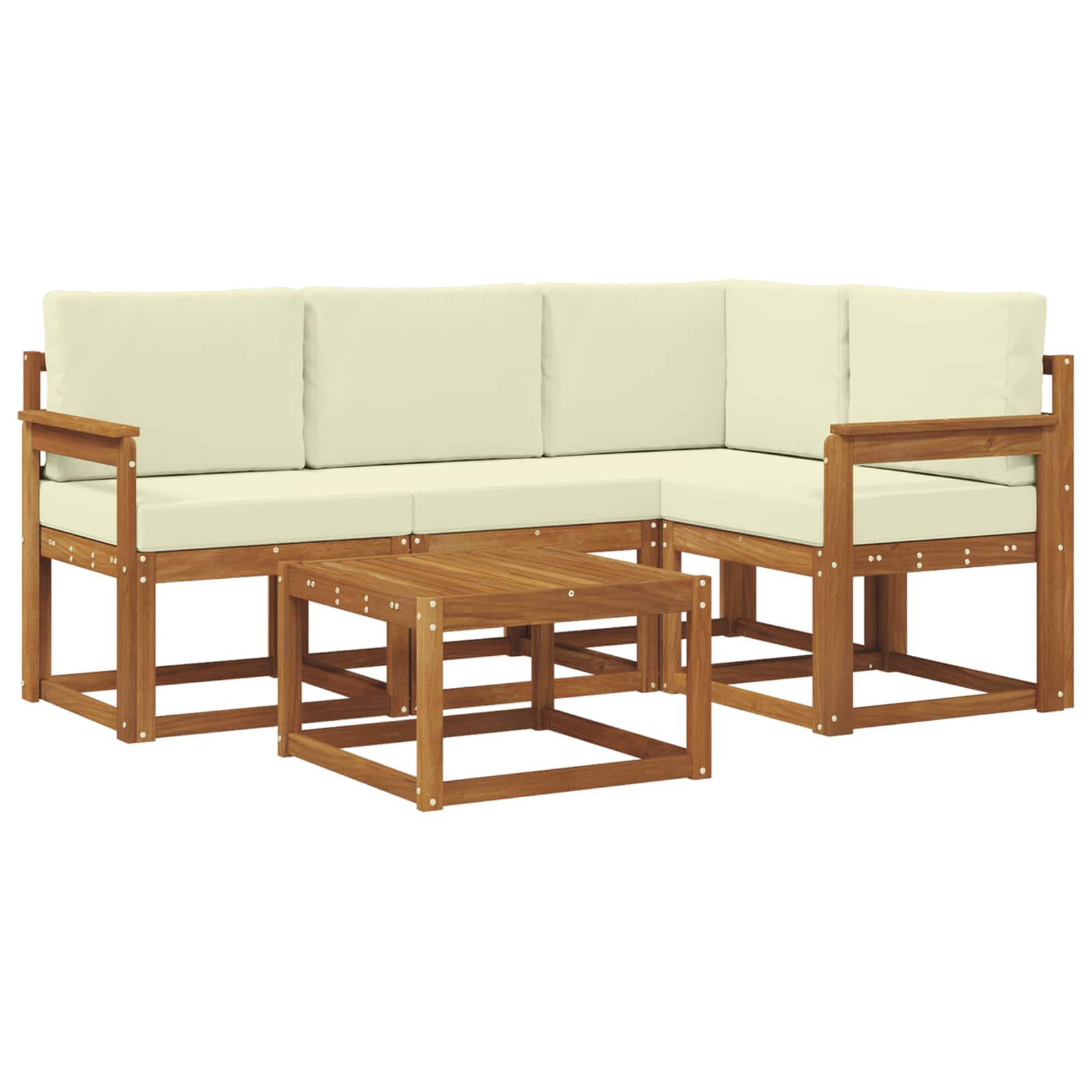Outdoor-Sofagarnitur mit Kissen 5 pcs Natur und Creme