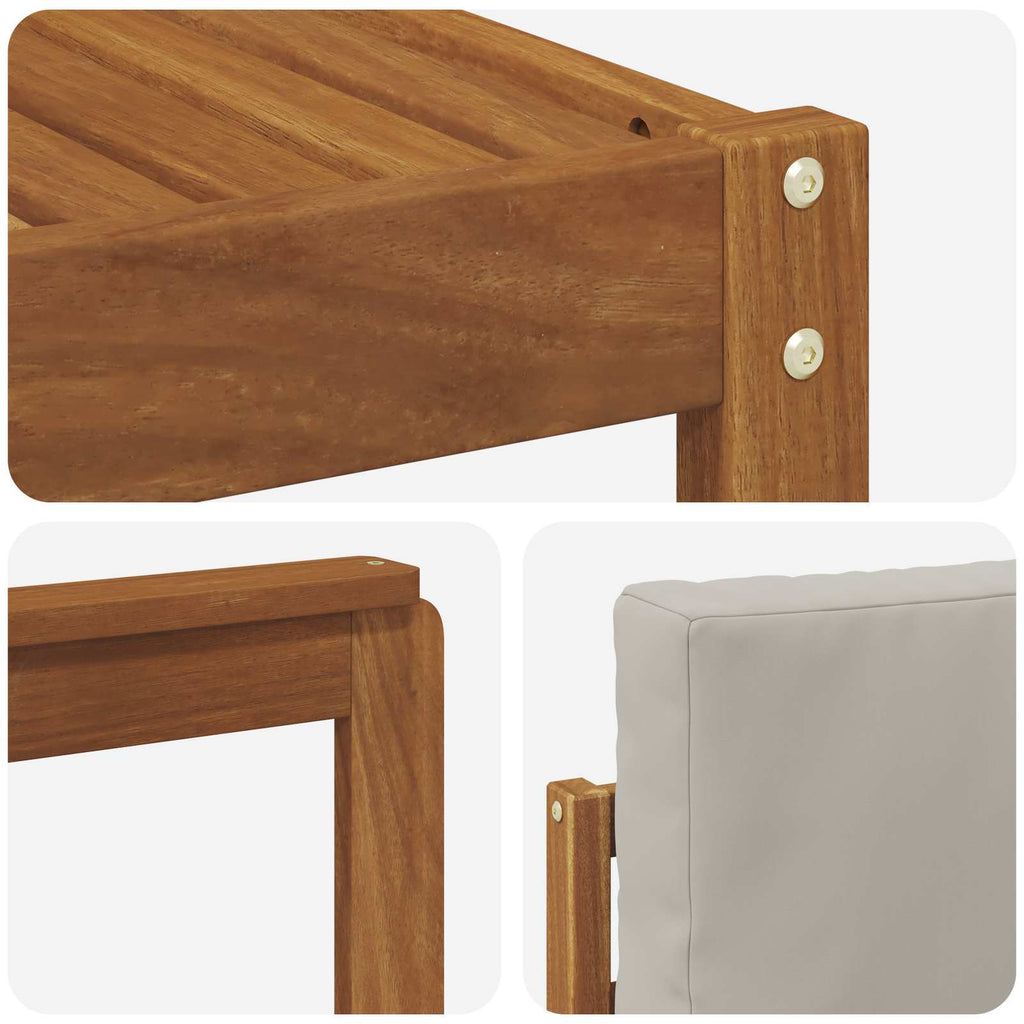Outdoor-Sofagarnitur mit Kissen 5 pcs Natürlich und Hellgrau