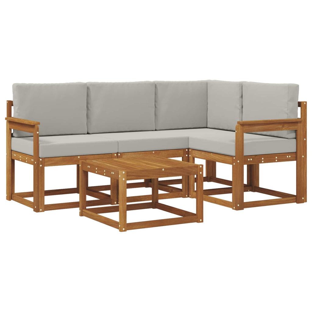 Outdoor-Sofagarnitur mit Kissen 5 pcs Natürlich und Hellgrau